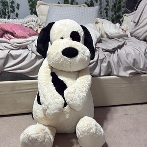 Plush Dog Toy - Cream and Black